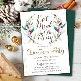Eat Drink & Be Merry | ゴールドリースのクリスマスパーティー 招待状