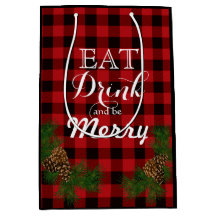Eat, drink, be merry - ホリデー松ぼっくりレッドチェック