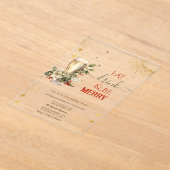 Eat Drink & Be Merry Champagne Flowers アクリル招待状 (レイダウン)