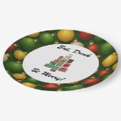 Eat, Drink, Be Merry Christmas Round Paper Plate | ペーパープレート (アングル)