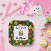 Eat, Drink, Be Merry Christmas Square Paper Plate  ペーパープレート (パーティー)