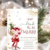 Eat Drink & Be Merry Cocktail Red Bow Invitation 招待状