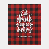 Eat Drink & Be Merry Personalized Buffalo Plaid フリースブランケット (正面)