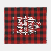 Eat Drink & Be Merry Personalized Buffalo Plaid フリースブランケット (正面(横))