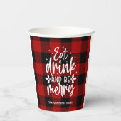 Eat Drink & Be Merry Red Buffalo Plaid 紙コップ (裏面)