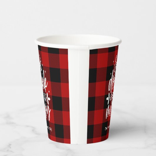 Eat Drink & Be Merry Red Buffalo Plaid 紙コップ (右)