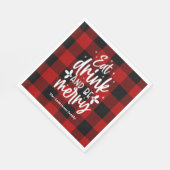 Eat Drink & Be Merry Red Buffalo Plaid Christmas  スタンダードランチョンナプキン (角)