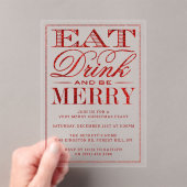 Eat, Drink & Be Merry Red Glitter Christmas アクリル招待状 (インサイチュ (ポータブル))