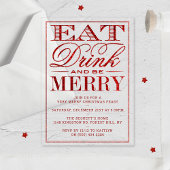 Eat, Drink & Be Merry Red Glitter Christmas アクリル招待状