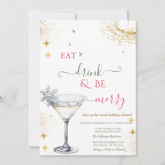 Eat Drink & Be Merry Snowflake Cocktail 招待状 (正面)