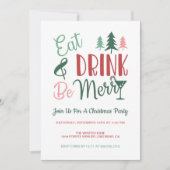 Eat Drink Be Merry Typography クリスマスパーティー 招待状 (正面)