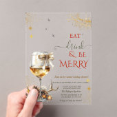 Eat Drink & Be Merry Wine Glass Bow アクリル招待状 (インサイチュ (ポータブル))