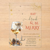 Eat Drink & Be Merry Wine Glass Bow アクリル招待状 (正面)
