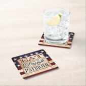 Eat, Drink & Be Patriotic | ヴィンテージ7月4日 スクエアペーパーコースター (インサイチュ)