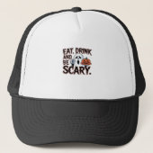 Eat Drink Be Scary Halloween Pumpkin Creative Styl キャップ (正面)
