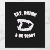 Eat Drink Be Scary Vampire Minimalist Style ワインラベル (シングルラベル)