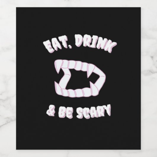 Eat Drink Be Scary Vampire Minimalist Style ワインラベル (シングルラベル)