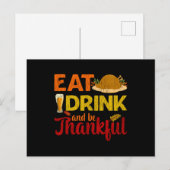 Eat Drink Be Thankful Family Matching Thanksgiving ポストカード (正面/裏面)