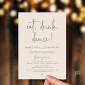 Eat, Drink, Dance, Wedding Elopement Dinner Party  招待状