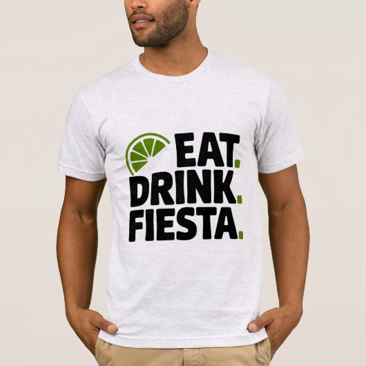 Eat Drink Fiesta Minimal Retro T-Shirt Tシャツ (正面)