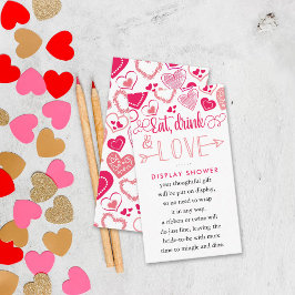 "Eat, Drink & Love" バレンタインデーのブライズシャワー エンクロージャーカード
