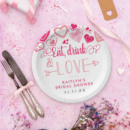 "Eat, Drink & Love" バレンタインデーのブライズシャワー ペーパープレート