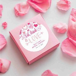 "Eat, Drink & Love" バレンタインデーのブライズシャワー ラウンドシール