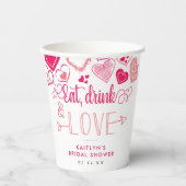 "Eat, Drink & Love" バレンタインデーのブライダルシャワー 紙コップ (正面)