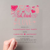 "Eat Drink & Love" バレンタインデーパーティー アクリル招待状 (インサイチュ (ポータブル))