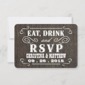 Eat Drink & RSVP オールドウェストウッドウェディング返信カード (裏面)