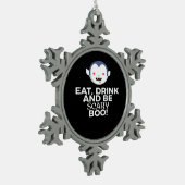 Eat Drink Scary Boo Halloween Design Creative Casu スノーフレークピューターオーナメント (左)