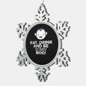 Eat Drink Scary Boo Halloween Design Creative Casu スノーフレークピューターオーナメント (右)