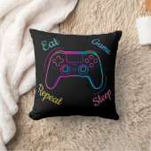 Eat Game Sleep Repeat | ネオンゲーマー オリジナルTシャツ クッション (ブランケット)