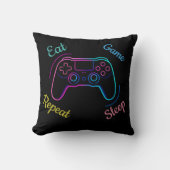 Eat Game Sleep Repeat | Neon Gamer Customizable Ty クッション (正面)