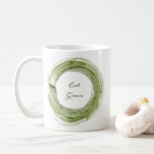 Eat Greenデザインの陶器マグカップ コーヒーマグカップ (ドーナツ)