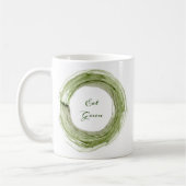 Eat Greenデザインの陶器マグカップ コーヒーマグカップ (左)