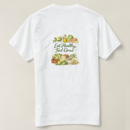 Eat Healthy Feel Great Healthy Men's Basic T-Shirt Tシャツ (デザイン裏面)