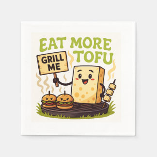 Eat More Tofu – Grill Me Instead BBQ Protest  スタンダードカクテルナプキン