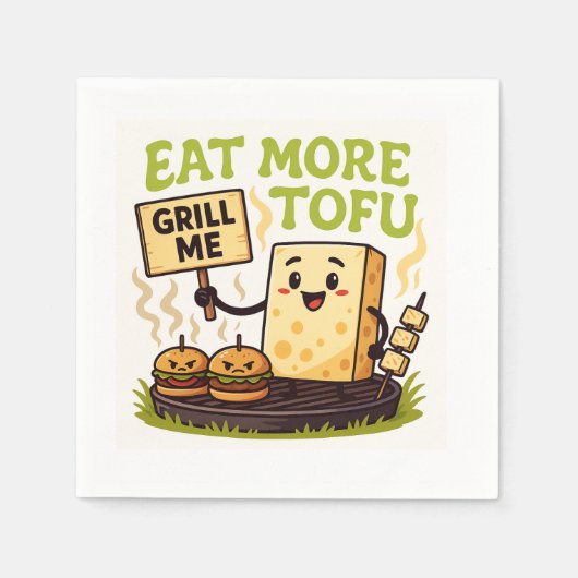 Eat More Tofu – Grill Me Instead BBQ Protest  スタンダードカクテルナプキン (正面)