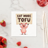 Eat More Tofu – Pig Protest Napkin スタンダードカクテルナプキン (インサイチュ)