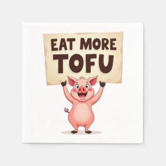 Eat More Tofu – Pig Protest Napkin スタンダードカクテルナプキン