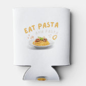 Eat Pasta Run Fasta-Spaghetti-Food-Funny 缶クーラー (裏面)
