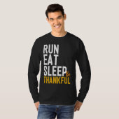 Eat Run Nap Be Thankful Runner Thanksgiving Tシャツ (正面フル)