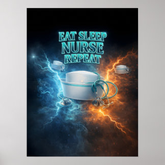Eat Sleep ナース レトロ ポスター
