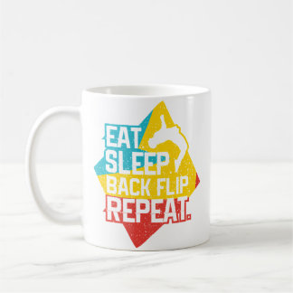 Eat Sleep バックフリップ Repeat レトロ体操 トレシュー コーヒーマグカップ