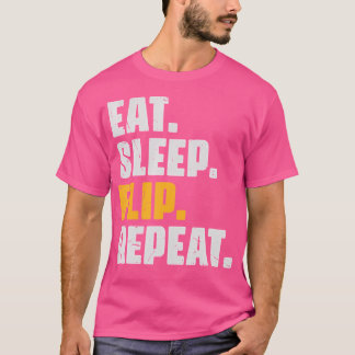 Eat Sleep フリップ Repeat - 面白い体操パルクール F Tシャツ