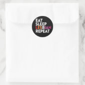 EAT SLEEP レズビアン REPEAT Tシャツ ラウンドシール (バッグ)