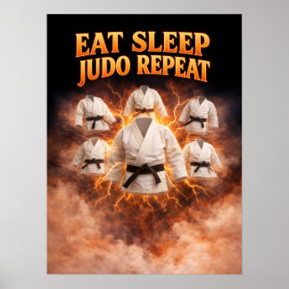 Eat Sleep 柔道 Repeat アート ポスター