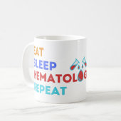 EAT SLEEP 血液学 REPEAT - #lablife コーヒーマグカップ (正面左)