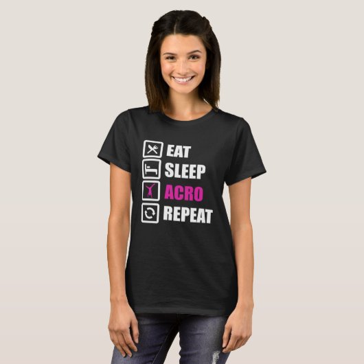 Eat Sleep Acro Repeat for Gymnastics Tシャツ (正面フル)